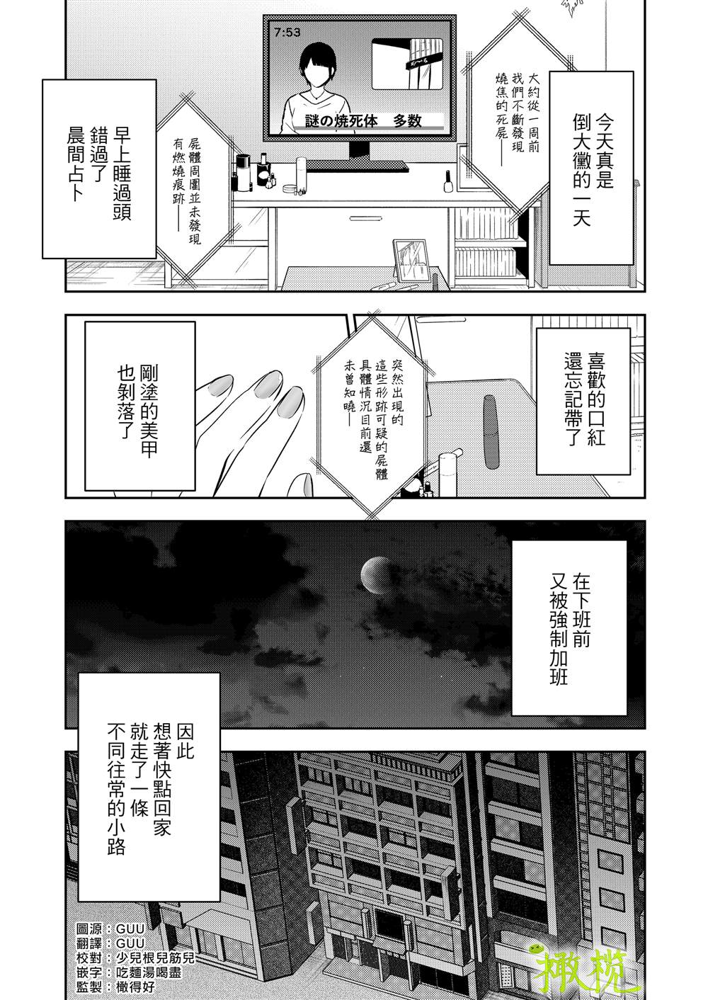 奇怪的杀人魔和软弱的OL漫画,第1话4图
